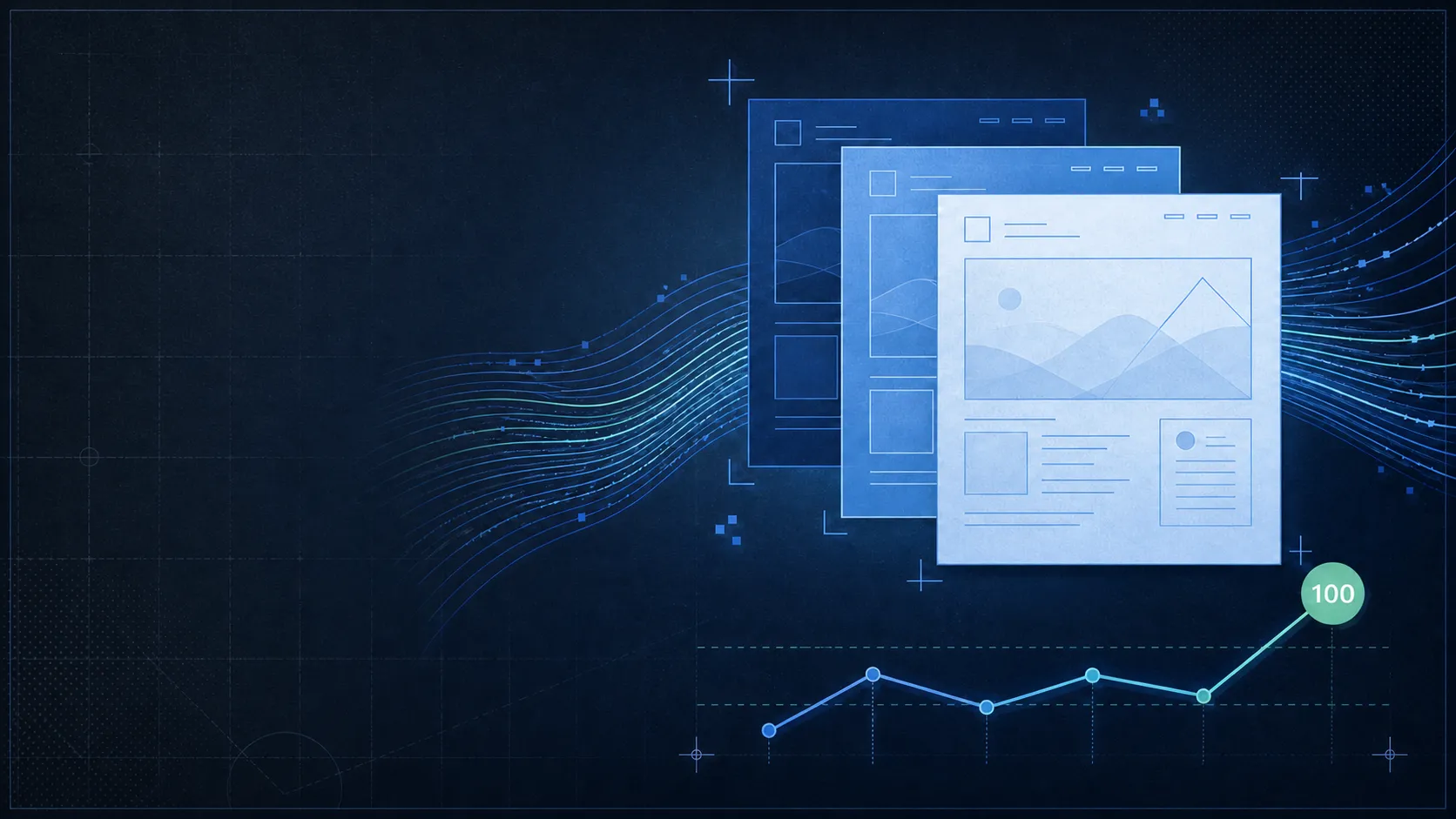 AI-assisted website changes verified by snapshots and optimized to a performance score of 100.